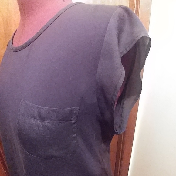 Calvin Klein Cap Sleeved Scoop Neck Navy Top - Picture 2 of 6